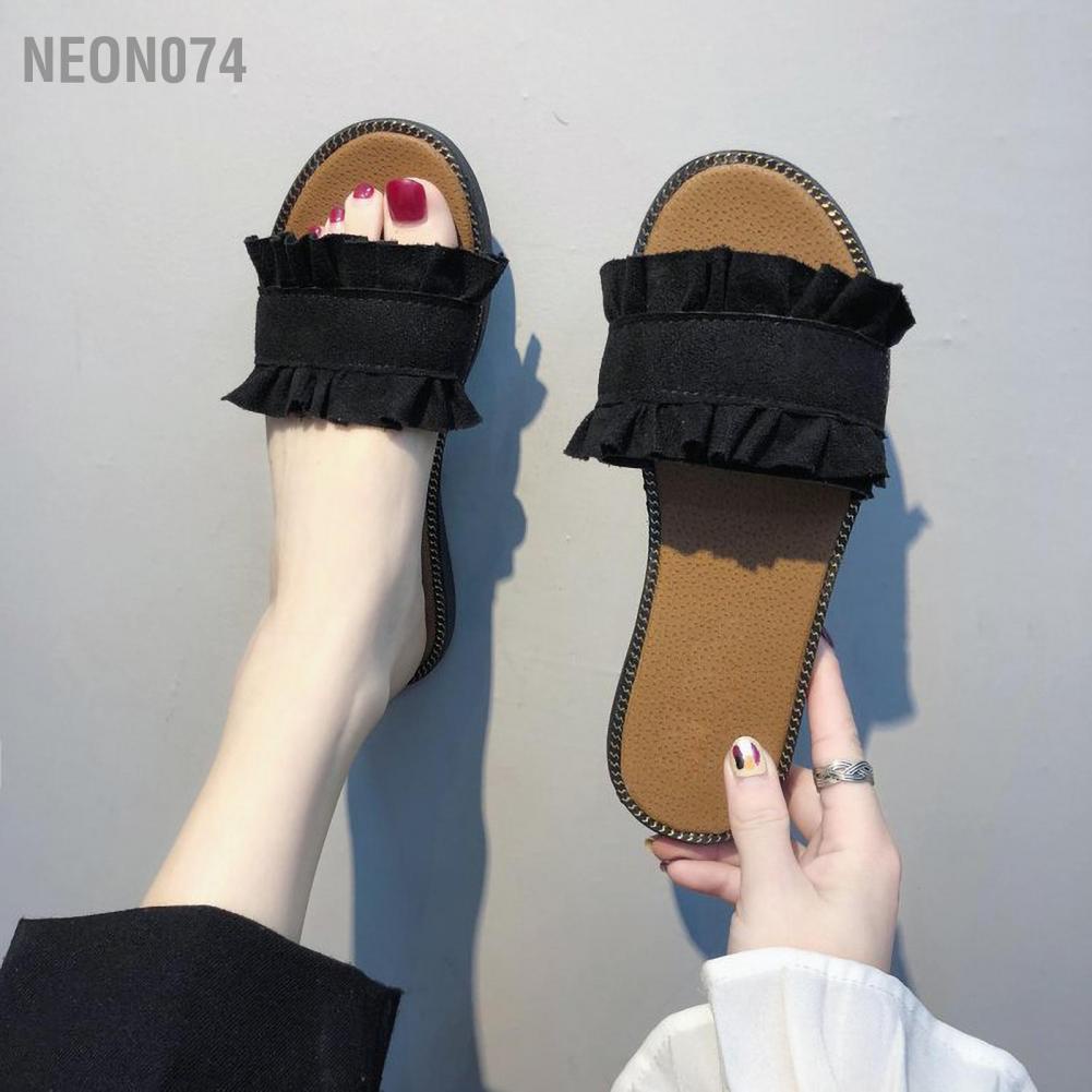 Dép lê , dép nữ thời trang nhún bèo Dép Sandal Đế Bằng Thoải Mái Thời Trang Đi Biển Mùa Hè Sành Điệu Cho Nữ