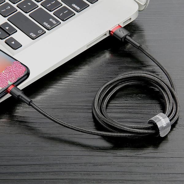 Cáp Sạc Nhanh cho Táo Baseus Cafule Siêu Bền | Kèm Dây Velcro Giữ Cáp / Cáp truyền dữ liệu