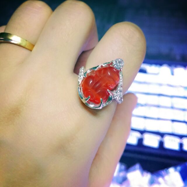 NHẪN TỲ HƯU ĐÁ PHONG THỦY BỌC BẠC TA