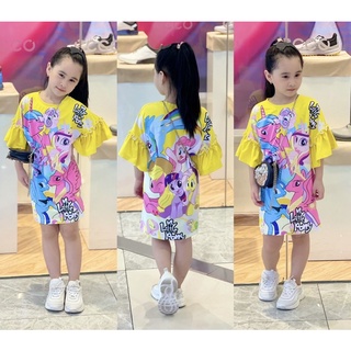Đầm suông thun lạnh in 3D size cho bé gái từ 12 đến 22kg - Đầm váy bé gái