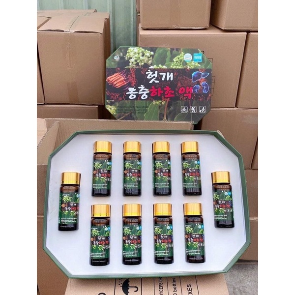 Nước bổ gan đông trùng hạ thảo Well Bio Hàn Quốc 10 chai x 100ml - CO164