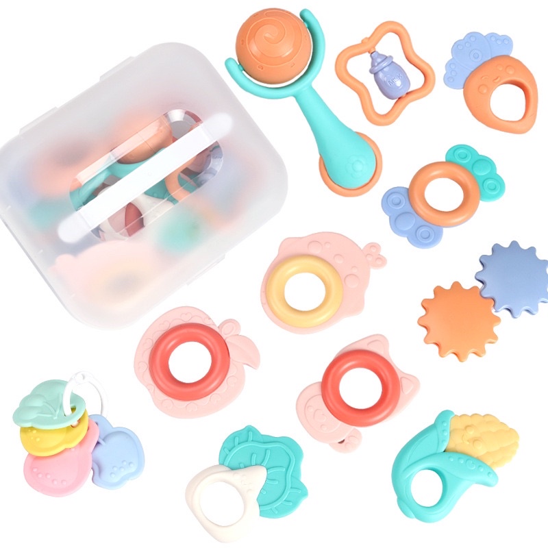 Bộ 10 gặm nướu an toàn cho bé, màu sắc sinh động, hình dáng dễ thương, tiệt trùng nước sôi