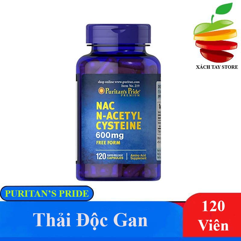 Viên Uống Giải Độc Gan, Thận - Puritan's Pride NAC N-ACETYL CYSTEINE 600mg - 120 Viên