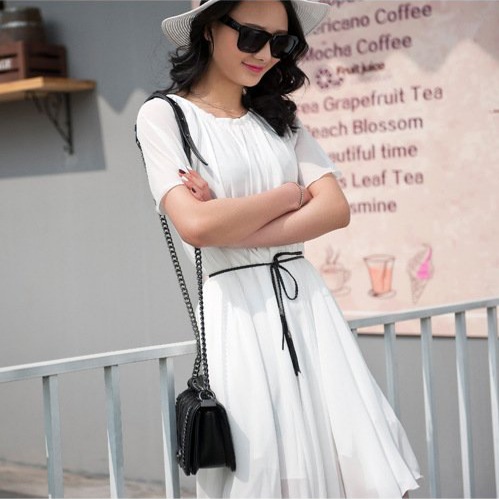 Dây thắt lưng chun co giãn chuông nhỏ gắn tua rua, đai váy cổ trang thắt nơ