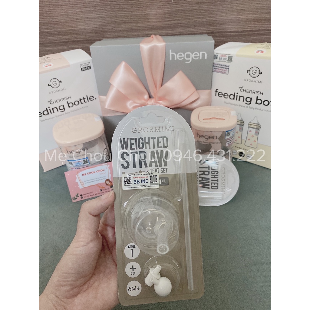 Núm tập uống, Ống hút và Quả tạ Grosmimi Weighted Straw & Teat Set