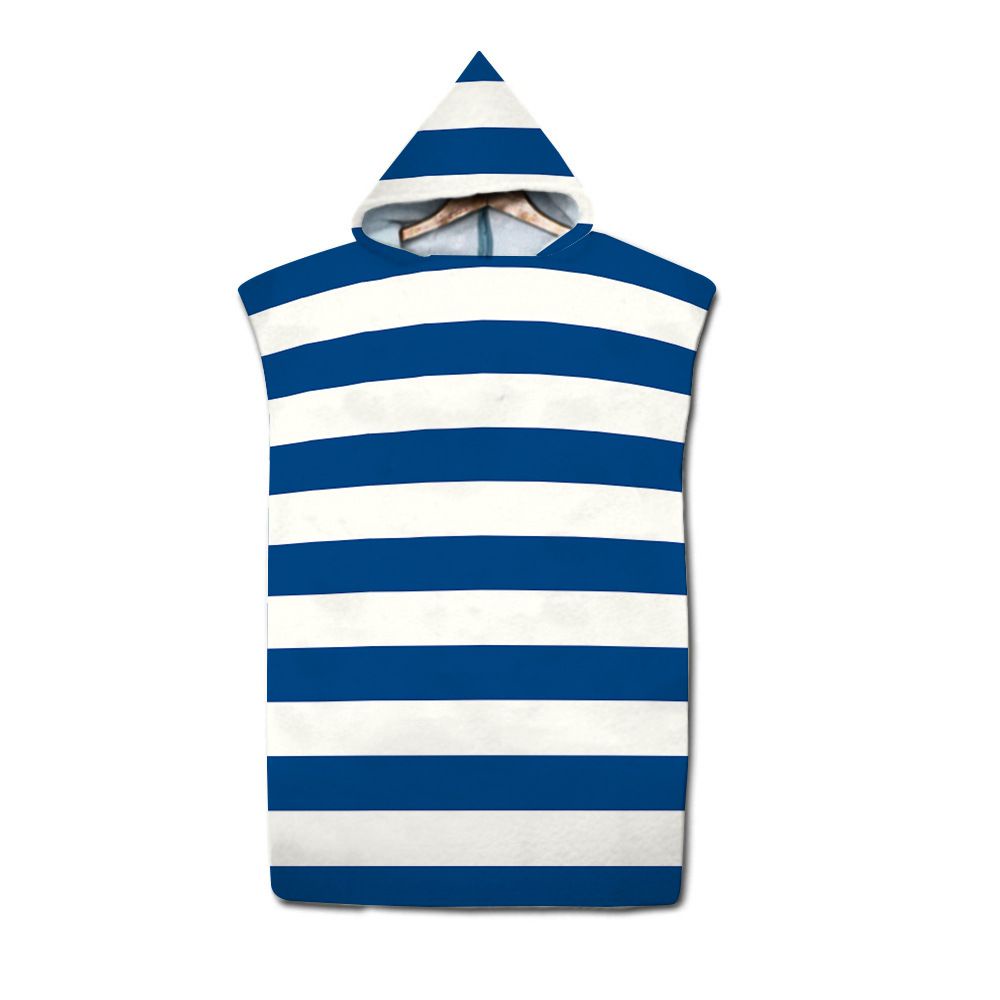 Microfiber Stripe Kids Bath Towel with Cloak Adult Beach Changing Robe Poncho Surf Quick Dry Hooded Bathrobe Swimming Pool Parts