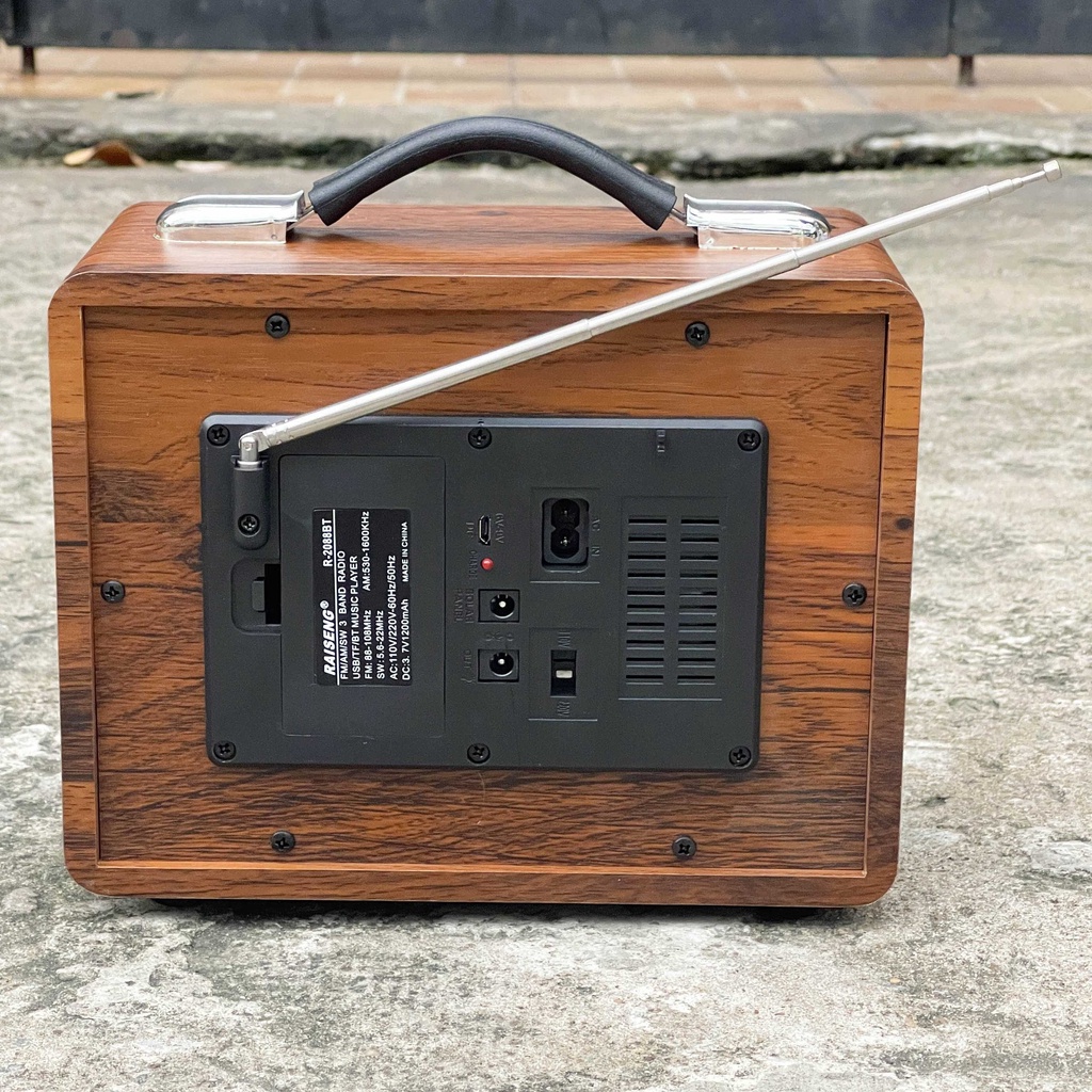 Đài radio FM R-2088 thiết kế vân gỗ hiện đại âm thanh hay to rõ hỗ trợ Bluetooh thẻ nhớ USB thiết kế cổ điển vintage