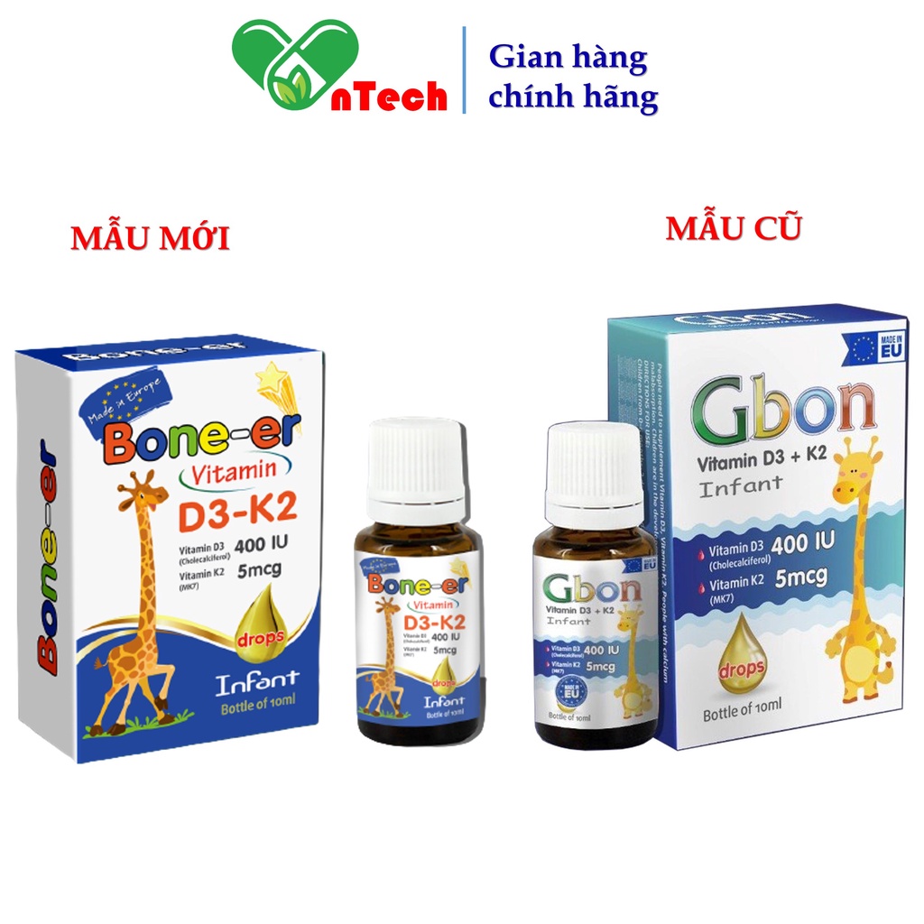 Vitamin D3 nhỏ giọt Everyday Health Bone-er bổ sung vitamin D3 và K2 cho bé từ 0 tháng tuổi lọ 10ml nhập khẩu Châu Âu