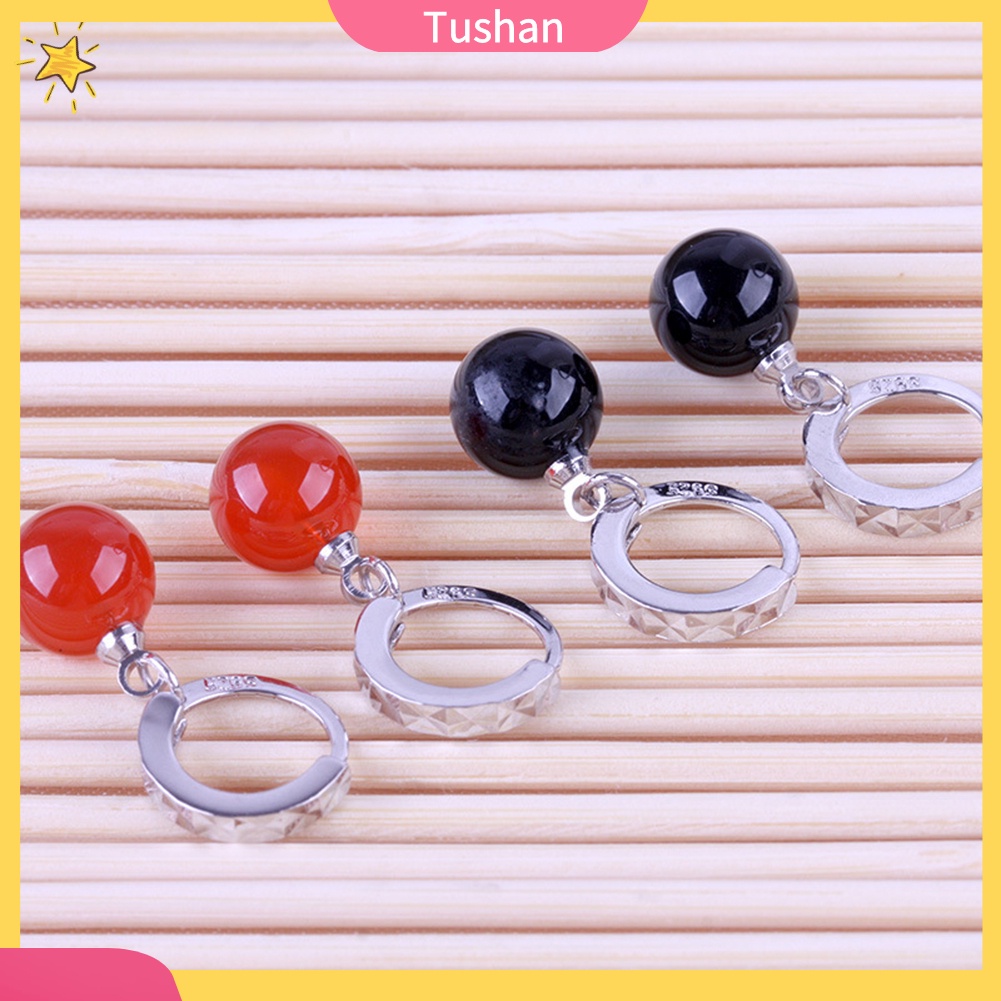 TUSH_Fashion Women Round Faux Agate Bead Dangle Drop Huggie Earrings Jewelry Gift