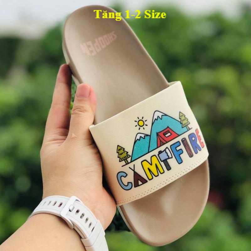 Dép unisex 𝐌𝐋𝐁 cắm trại ❤️FREESHIP +Tăng 1sz❤️ dép mlb camfire quai ngang thể thao nam nữ, kèm tem tag mác, Camfire-nâu