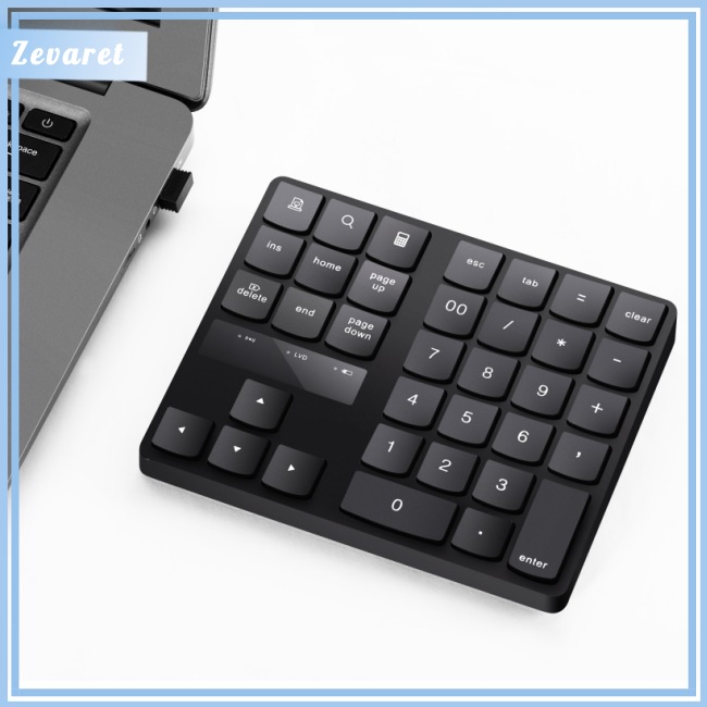 Bàn Phím Zevaret 2.4g Không Dây 35 Nút Bấm Màu Đen Đa Phương Tiện