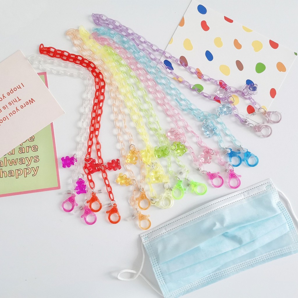 Dây Đeo Mặt Nạ Hình Gấu Hoạt Hình Màu Sắc Ngọt Ngào