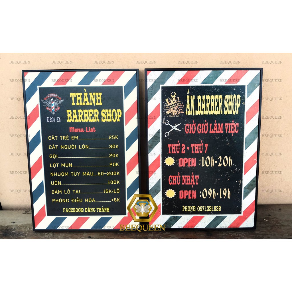 Menu Barber Shop, Bảng Giá Barber Shop Làm Theo Yêu Cầu Khách Hàng