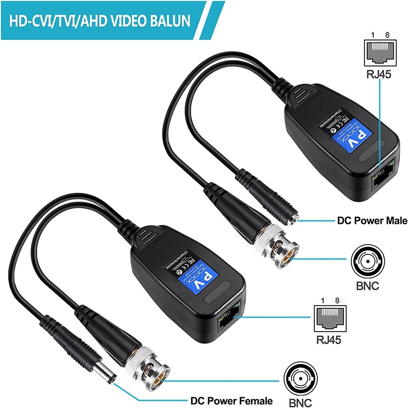Bộ Video Balun 8MP 1080p chuyển đổi tín hiệu cho camera lên tới 600M