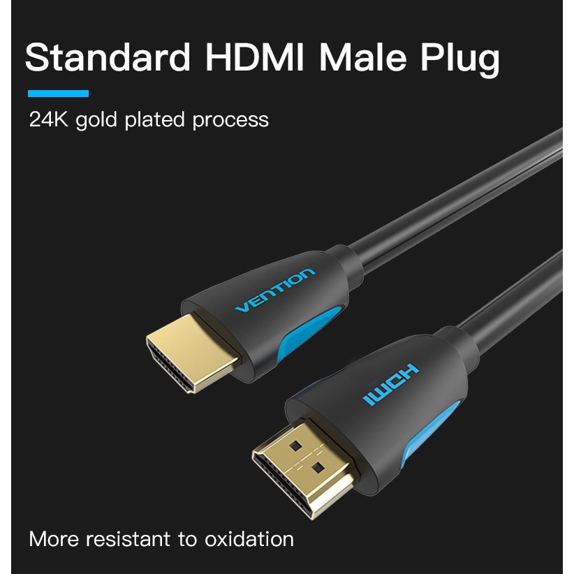 Cáp HDMI 2.0 hỗ trợ 4K 60Hz, dài 1.5m/2m/3m/5m/10m - Cáp HDMI Dây tròn VAA-M02 Chính Hãng Vention