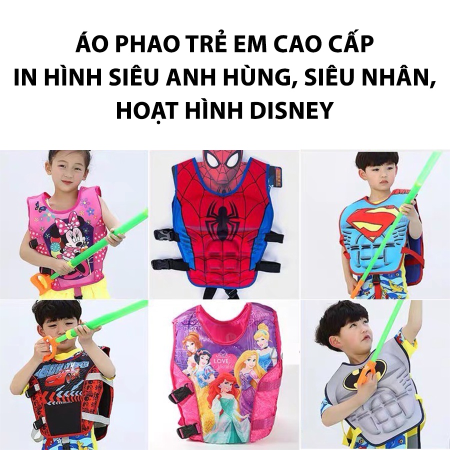 Áo phao trẻ em, áo phao cứu hộ, áo phao bơi các loại in hình siêu anh hùng cực cool ngầu, phù hợp đi biển cả nam cả nữ