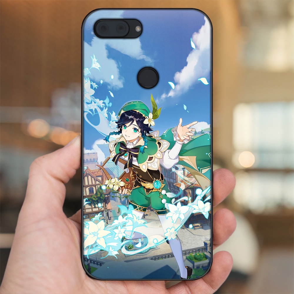 Ốp lưng Xiaomi Mi 8 Lite viền đen in hình Venti Genshin Impact