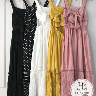 Đầm maxi nơ lưng kèm hình thật