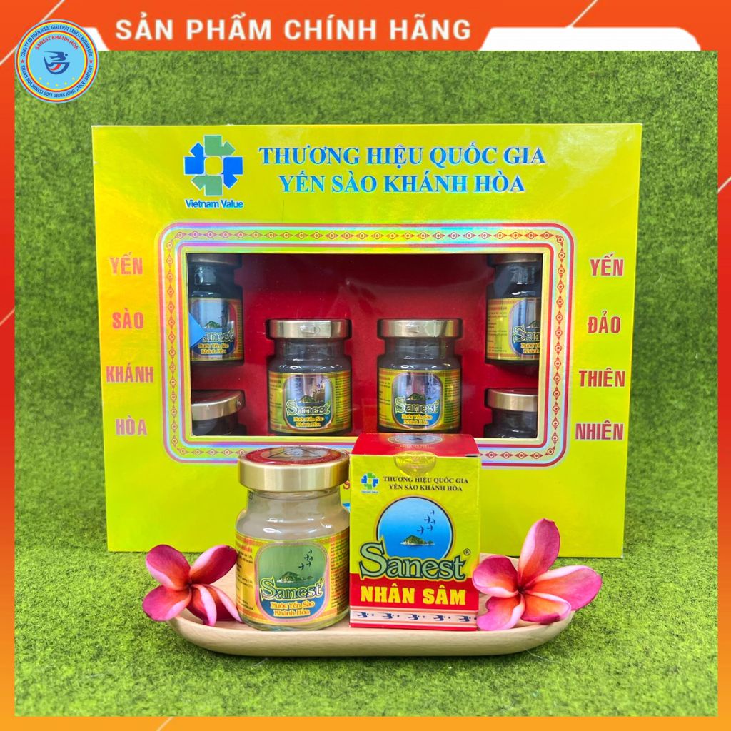Nước Yến Sào Sanest Nhân Sâm Fucoidan 70ml Hộp 6 lọ