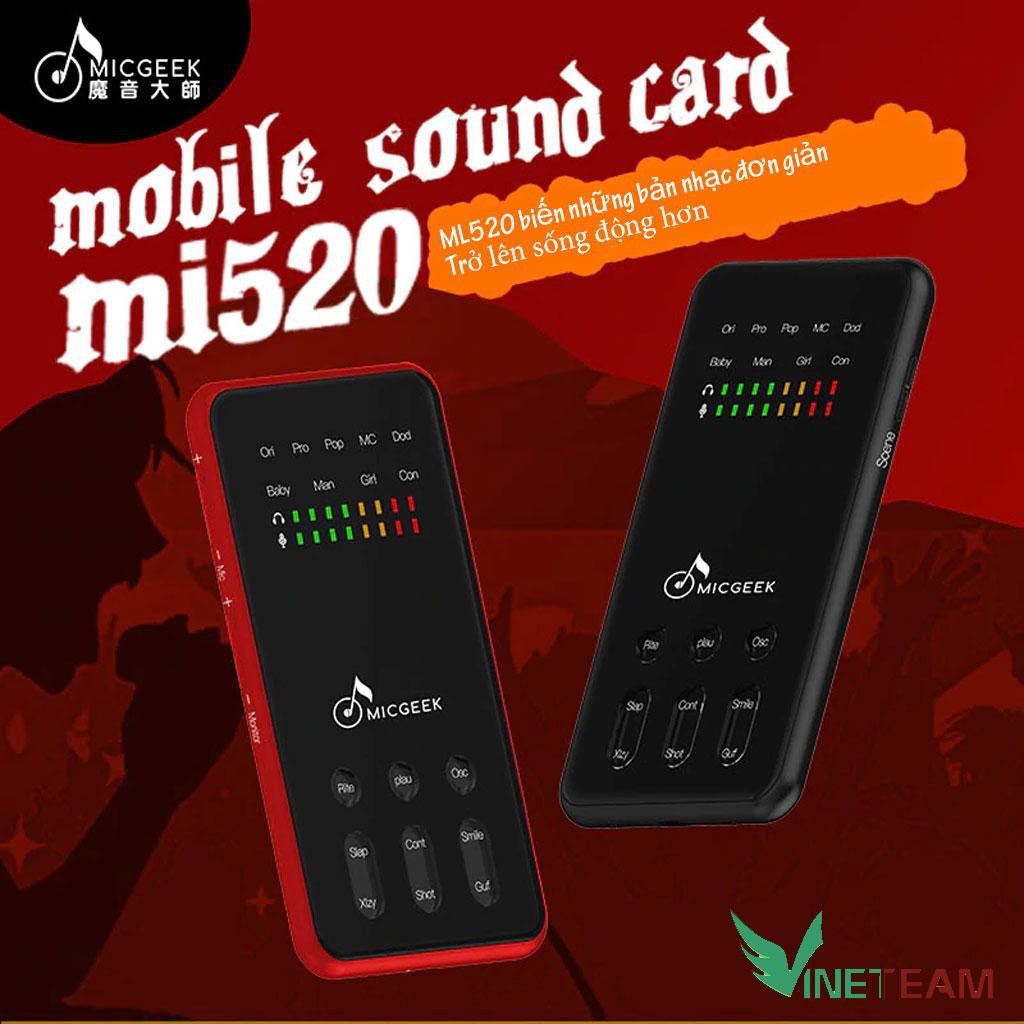 Sound card thu âm MICGEEK Mi520 - Card âm thanh livestream Karaoke di động cho điện thoại thông minh -DC2107