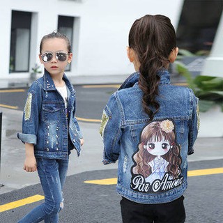 Quần áo trẻ em, cô gái, áo khoác jeans áo khoác denim 2020 mùa xuân và mùa thu, top, mới, mới, thủy triều