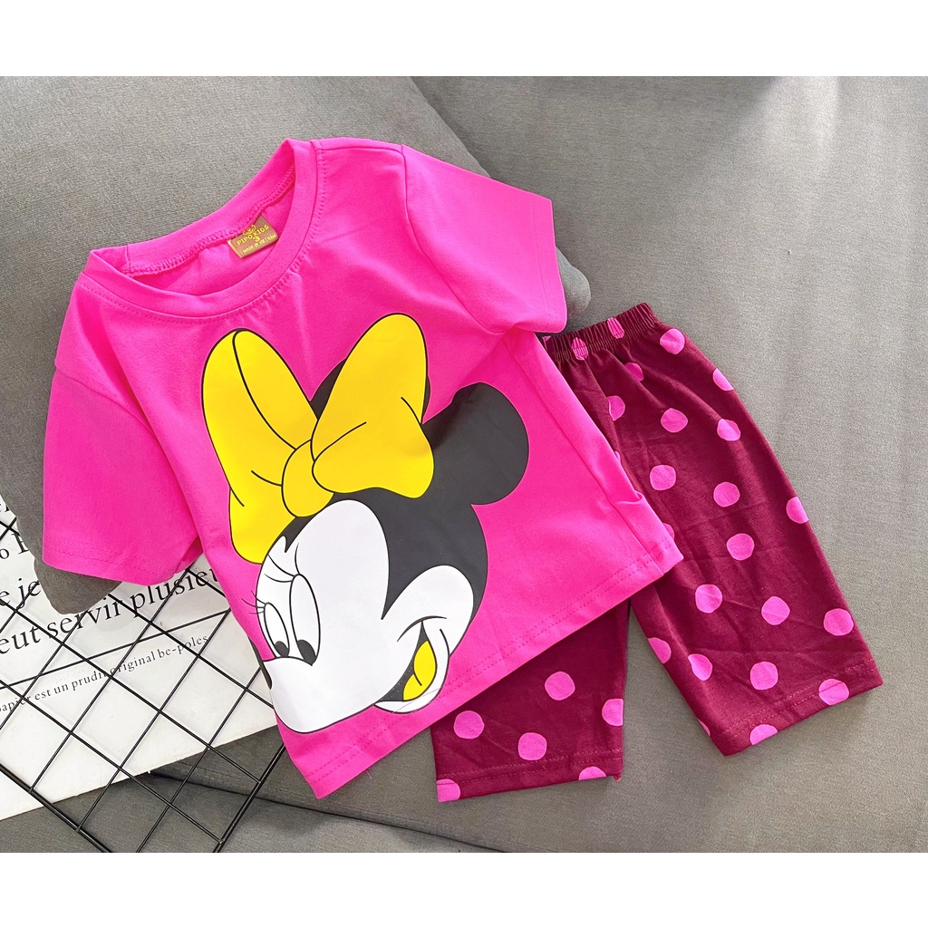 [09-22kg] Bộ lửng cotton 4c chính phẩm mịn mát cho bé Gái thấm hút mồ hôi, cho bé thoải mái vận động