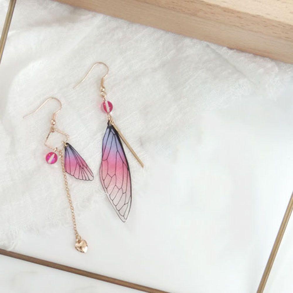Bông Tai Thả Hình Cánh Bướm Kiểu Bất Đối Xứng Thanh Lịch Cho Nữ Back2