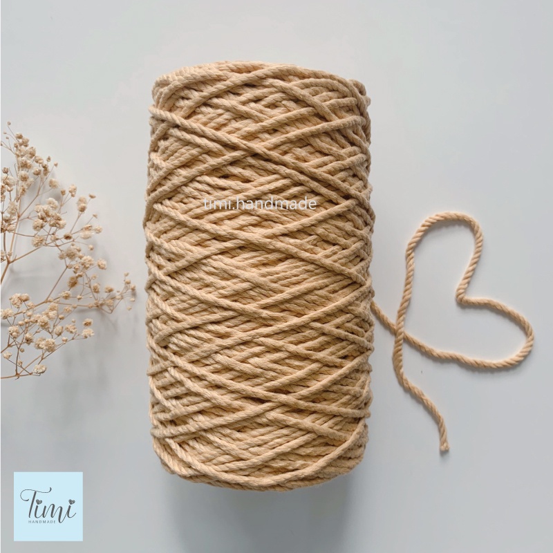 Dây thừng macrame cotton màu NUDE  size 3mm/5mm mềm mịn