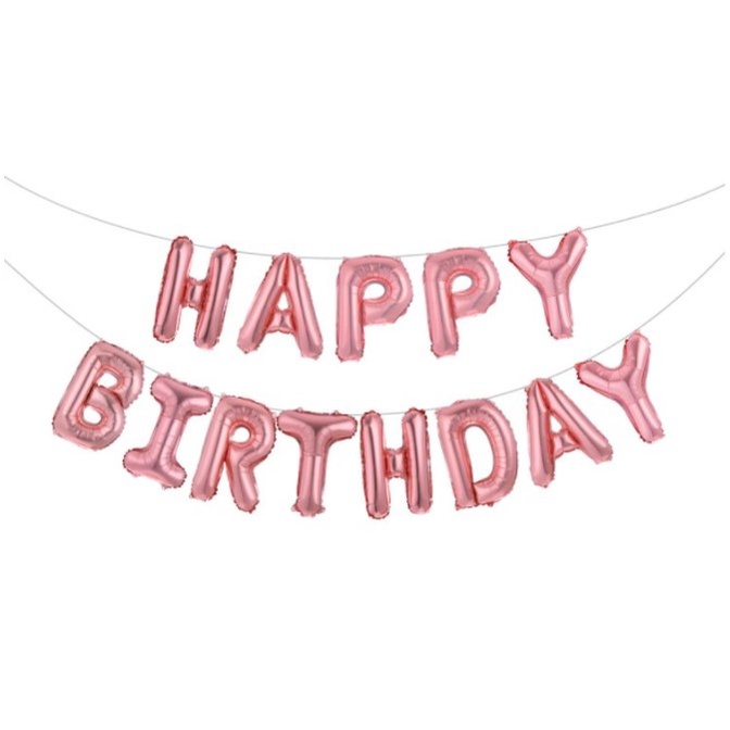 Bong Bóng Nhôm chữ Happy birthday trang trí sinh nhật cao 40 cm, Phụ kiện bong bóng trang trí sinh nhật trang trí tiệc