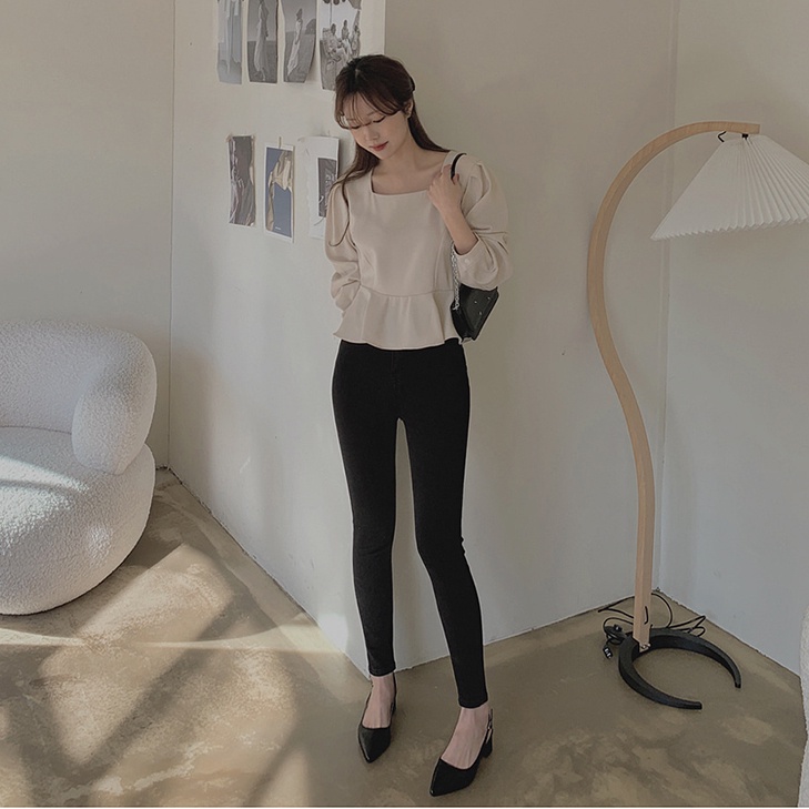 Áo Sơ Mi Tay Dài Phối Bèo Phong Cách Retro Hàn Quốc Cho Nữ