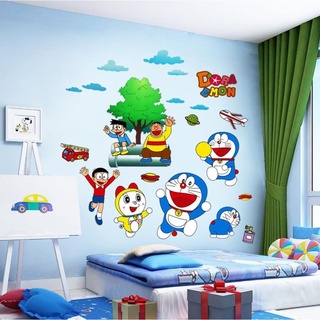 Decal giấy dán tường mâu - Doremon cây xanh và các bạn