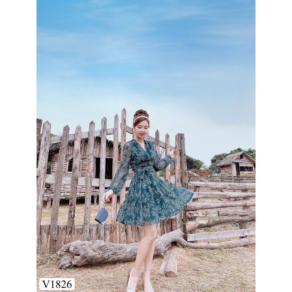 Váy xòe xanh tiểu thư V1826 - Đẹp Shop DVC (Kèm ảnh thật trải sàn do shop tự chụp) | BigBuy360 - bigbuy360.vn