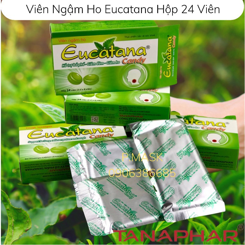 Viên Ngậm Ho Eucatana Candy - Hỗ Trợ Bổ Phế, Giảm Đờm, Giảm Ho - Hộp 24 Viên ( 3 Vỉ x 8 viên)
