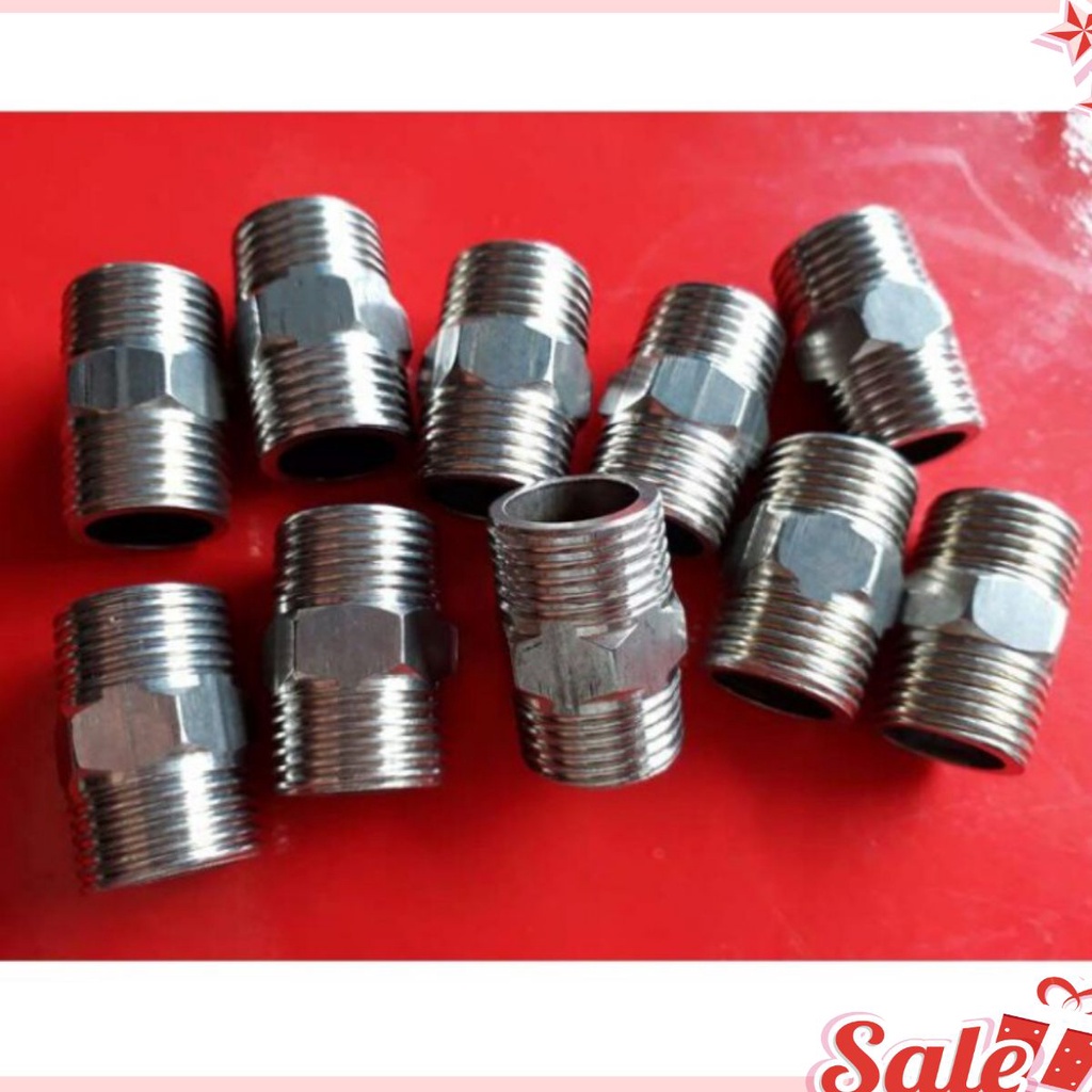 Đầu nối 2 đầu ren ngoài loại ren 21mm hợp kim sáng để nối 2 dây cấp nước cho dây dài ra,hay nối 2 dây nóng lạnh