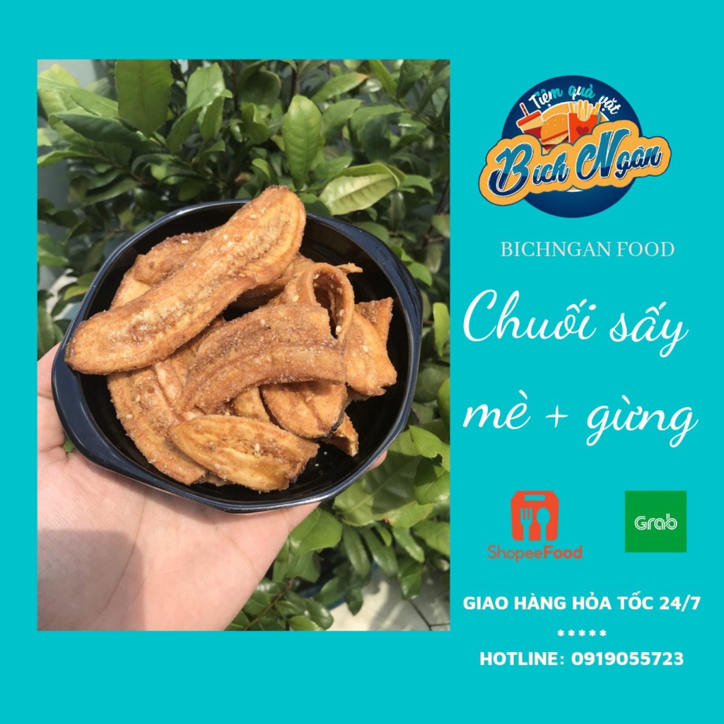 (GIÁ SỈ)1kg Chuối sấy phủ gừng và mè giòn rụm, cực kì thơm ngon do luôn giao hàng mới làm