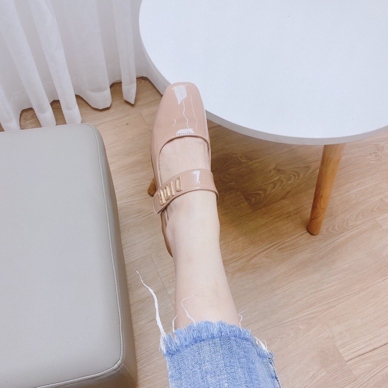 HÀNG CÓ SẴN Giày búp bê quai ngang gót  vuông 5cm