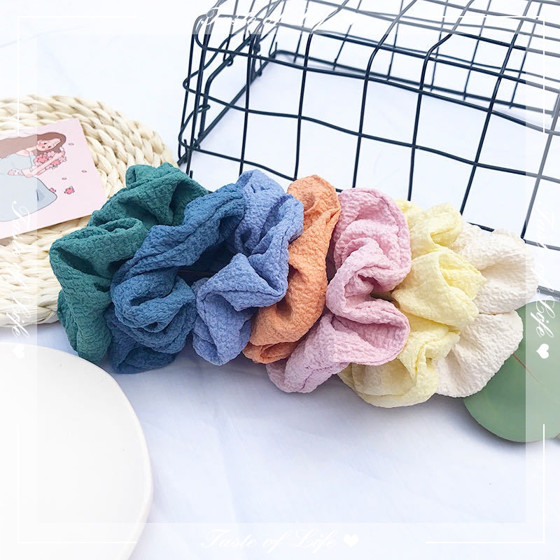 Dây Buộc Tóc Vải Phồng Đơn Giản Dễ Thương Thời Trang Hàn Quốc