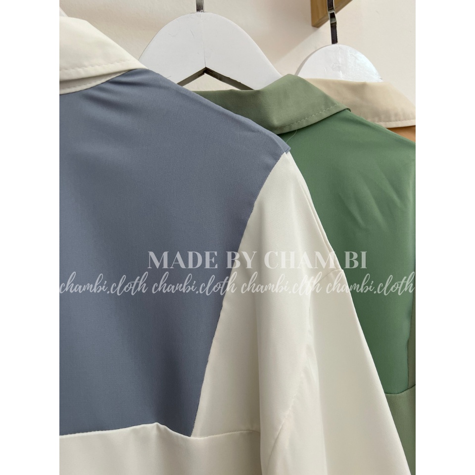 Áo sơ mi style Hàn Quốc A.333, Áo kiểu cộc tay cổ khăn quàng phong cách đơn giản ngọt ngào - Thời trang shop Chấm Bi