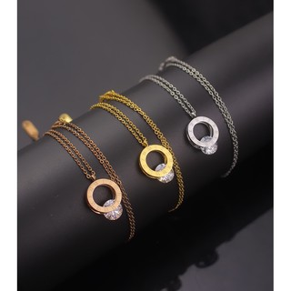 Dây chuyền titan bvl số la mã kẹp đá @jenaccessories.vn