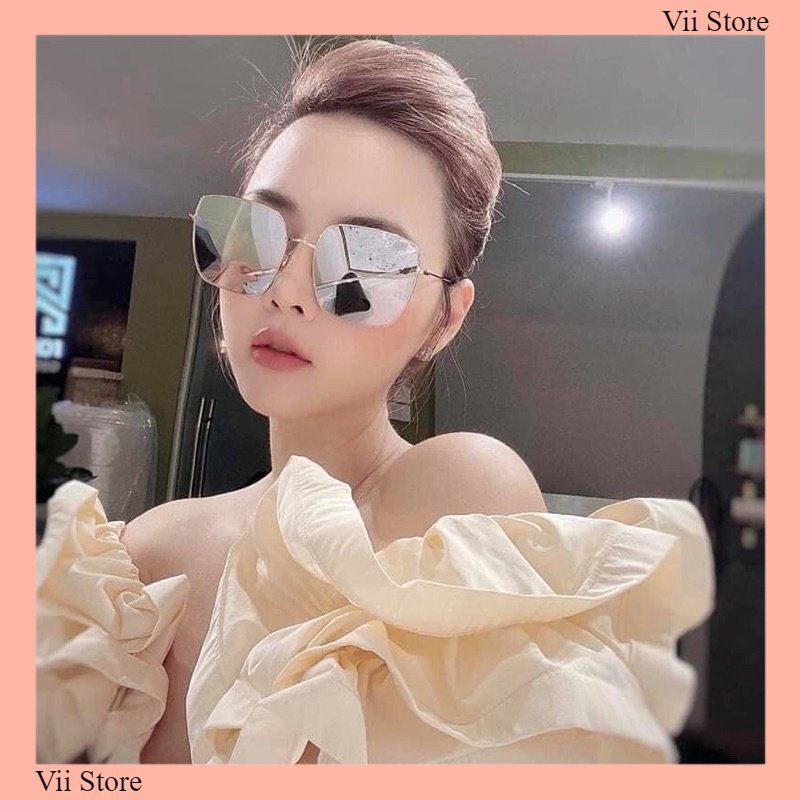 ( Full box Dior)Kính râm chống Uv400, kính mát vuông tráng gương - Vii Eyewear