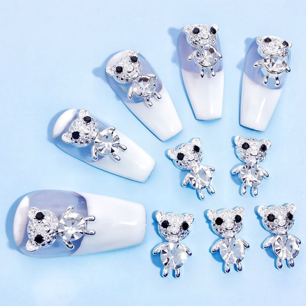 Bộ 10 Phụ Kiện Trang Trí Móng Tay Hình Gấu Bằng Hợp Kim DIY