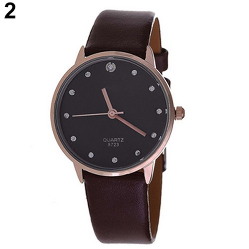 Đồng hồ dây giả da kiểu dáng đơn giản cho nữ