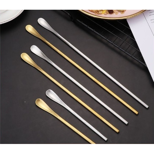 Thìa cán dài inox 304 pha trà dụng cụ pha cà phê muỗng cafe mạ vàng thiết kế hiện đại sáng trọng độ dài 13-26cm