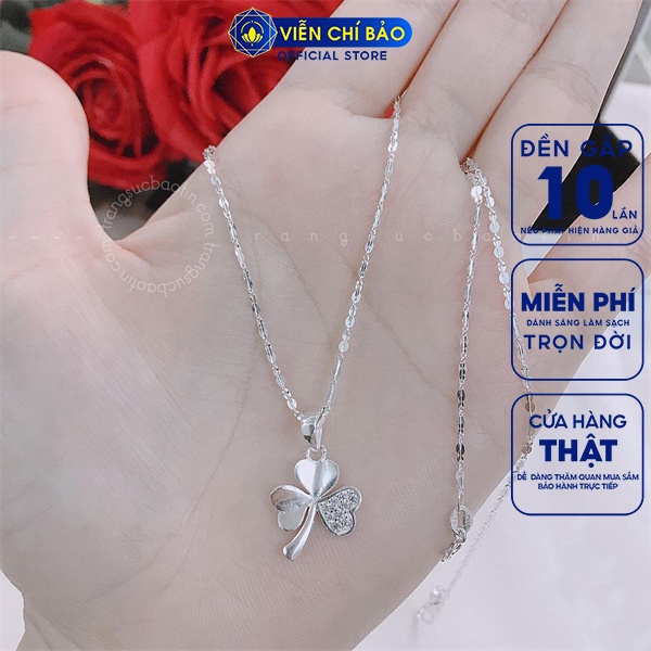 Dây chuyền bạc nữ, mặt có 3 lá New chất liệu bạc S925 thời trang phụ kiện trang sức nữ Viễn Chí Bảo M400101 + D400143x