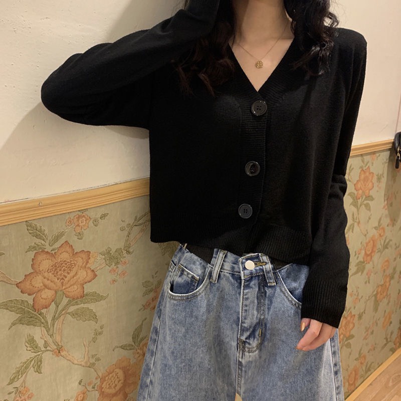 Áo khoác len nữ cardigan mỏng kiểu hàn quốc dáng croptop ulzzang - 116