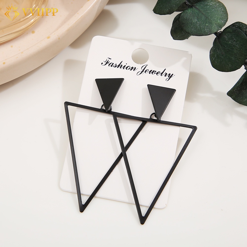 Khuyên Tai Hình Tam Giác Màu Đen Đơn Giản Thời Trang Cho Nữ