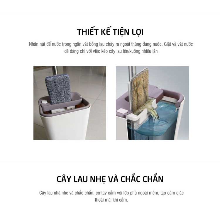 Bộ Cây Lau Nhà Lock&amp;Lock Squeeze Flat Mop ETM471