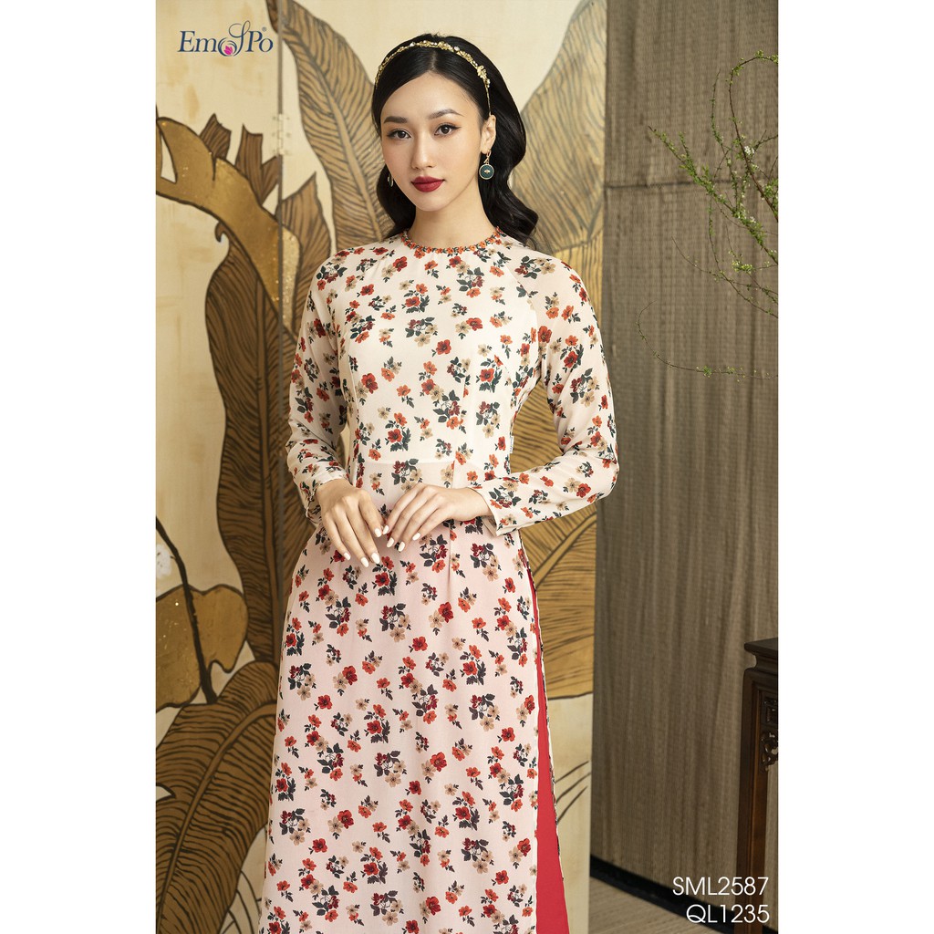 Áo dài cách tân cổ tròn Emspo SML2587