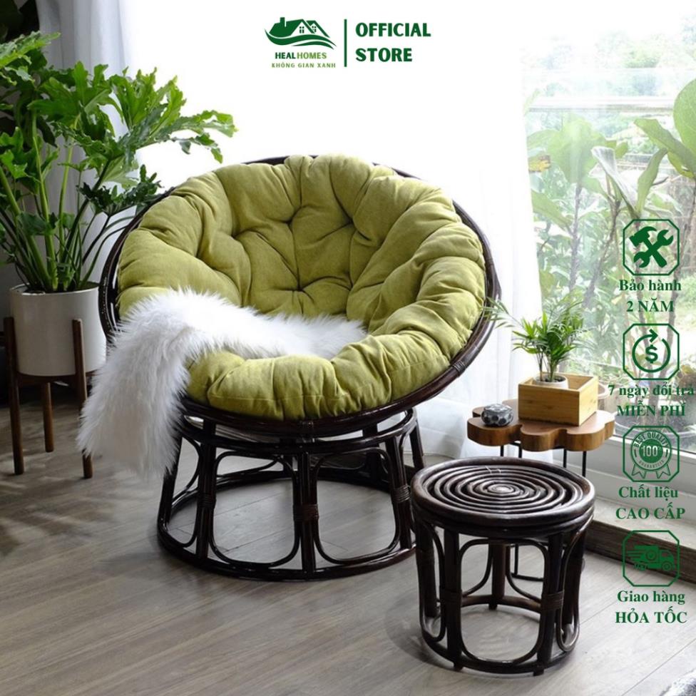 Ghế lười thư giãn Papasan mây phòng ngủ cho bé, decor ban công nằm thư