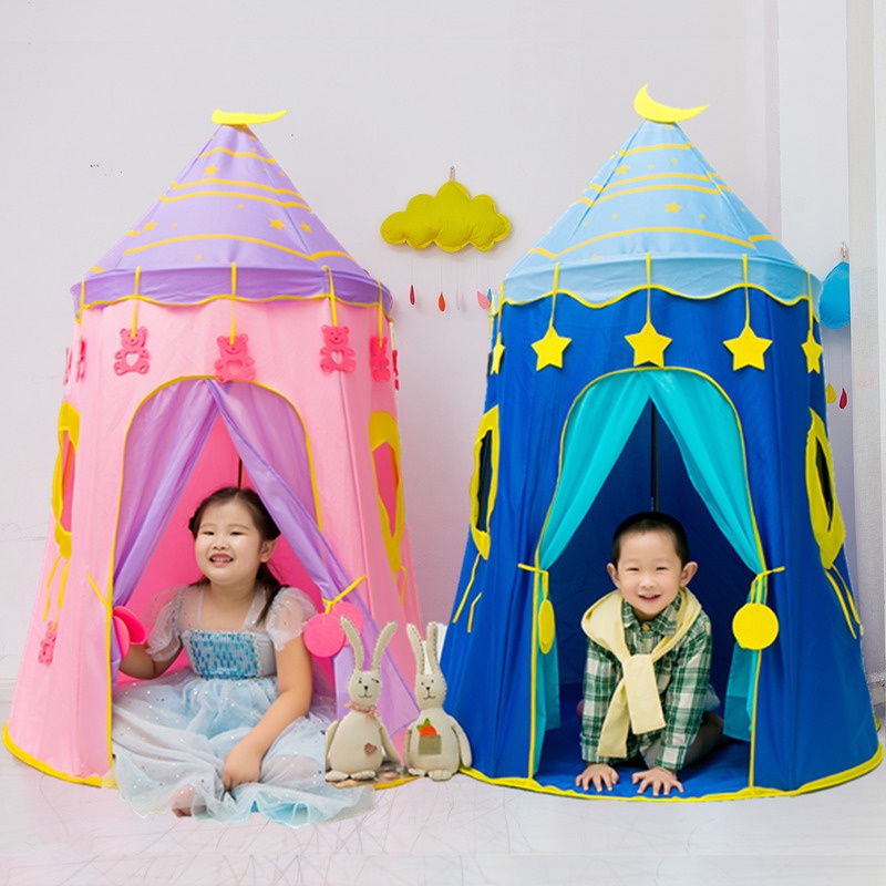 Lều Công Chúa Hoàng Tử - Lều Cho Bé Ngủ Chơi 2 màu xanh hồng S4